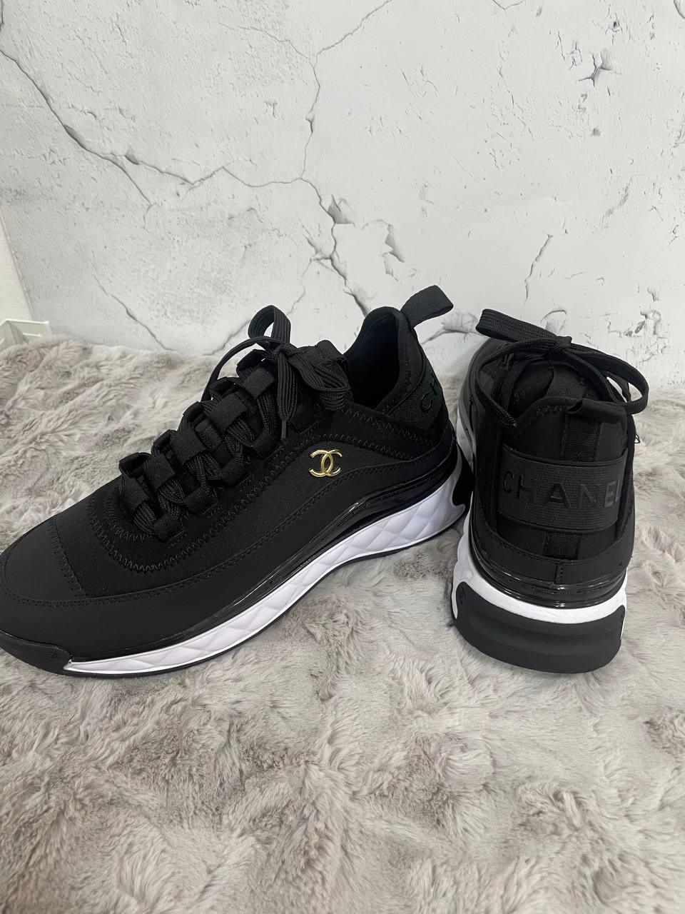 샤넬 운동화 믹스드파이버 스니커즈 블랙 금장
