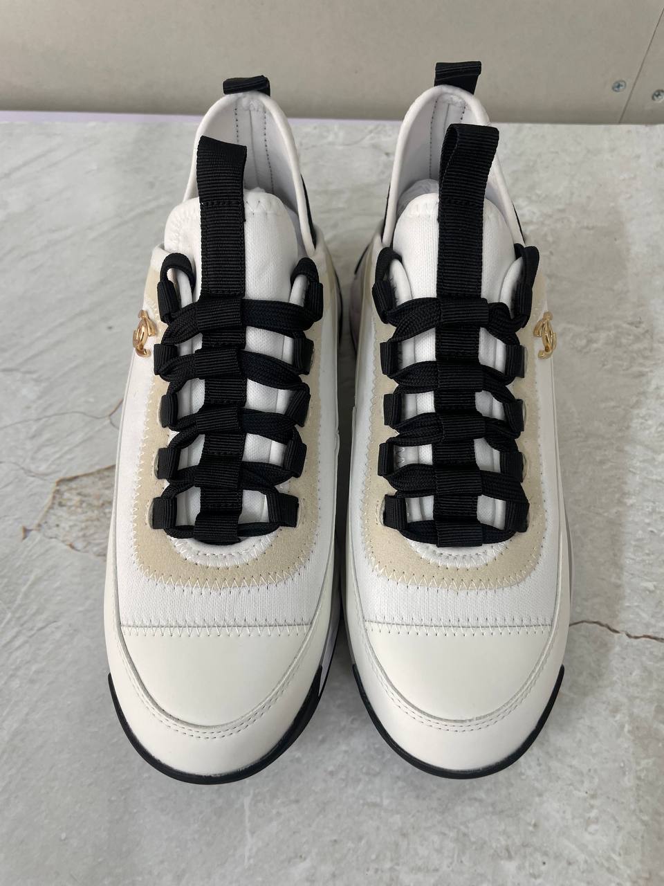 샤넬 운동화 믹스드파이버 스니커즈 화이트 금장