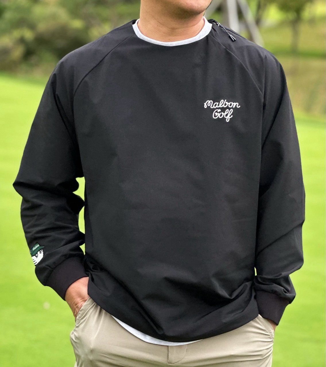 [ MALBON ] 말본 오버핏 볼 스크립트 맨투맨