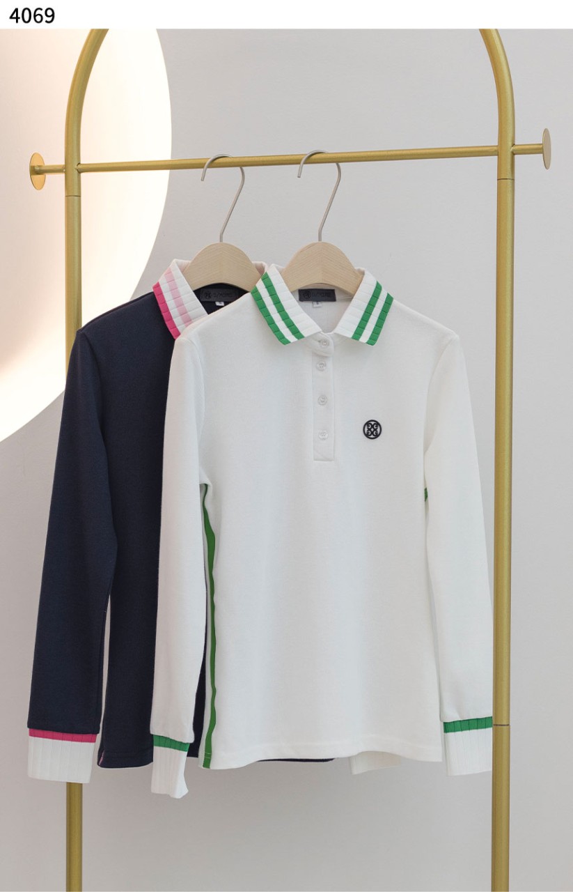 [GFORE] 배색 허리 라인 가슴로고 여성 카라티