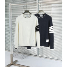 톰브라운 신상 사선 넥배색 양모 라운드