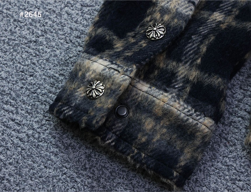 [Chrome Hearts] 크롬하츠 크로스 세메터리 레더패치 체크 셔츠