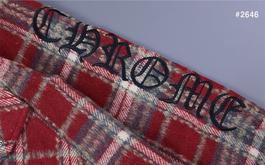 [Chrome Hearts] 크롬하츠 크로스 세메터리 레더패치 체크 셔츠