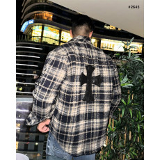 [Chrome Hearts] 크롬하츠 크로스 세메터리 레더패치 체크 셔츠