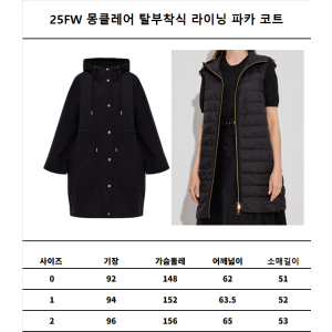 25FW 몽클레어 탈부착식 라이닝 파카 코트 2종세트