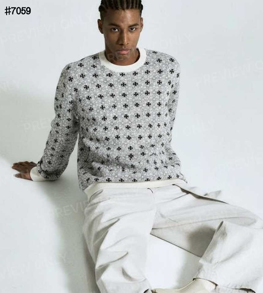 [Chrome Herts] 크롬하츠 세메테리 자카드 패턴 울 니트 풀오버