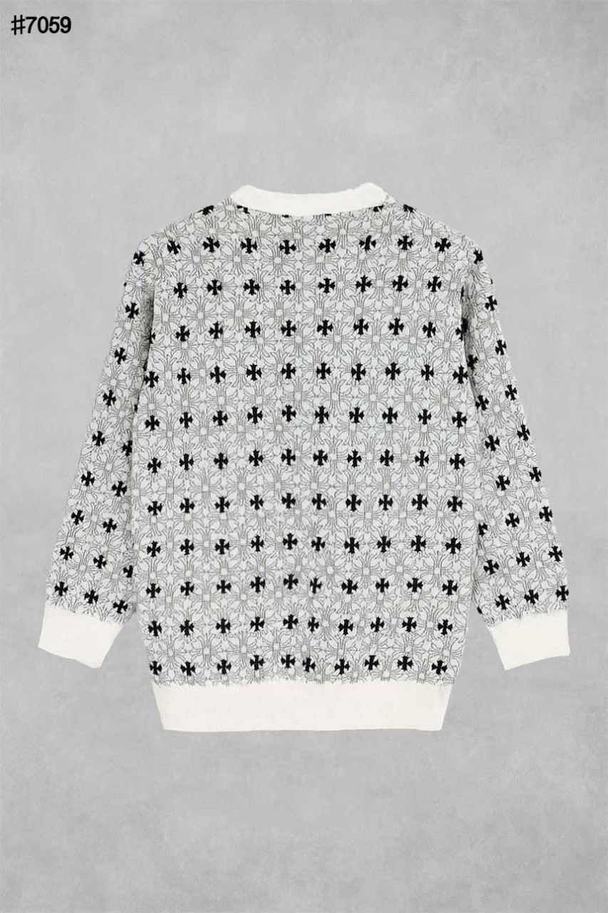 [Chrome Herts] 크롬하츠 세메테리 자카드 패턴 울 니트 풀오버