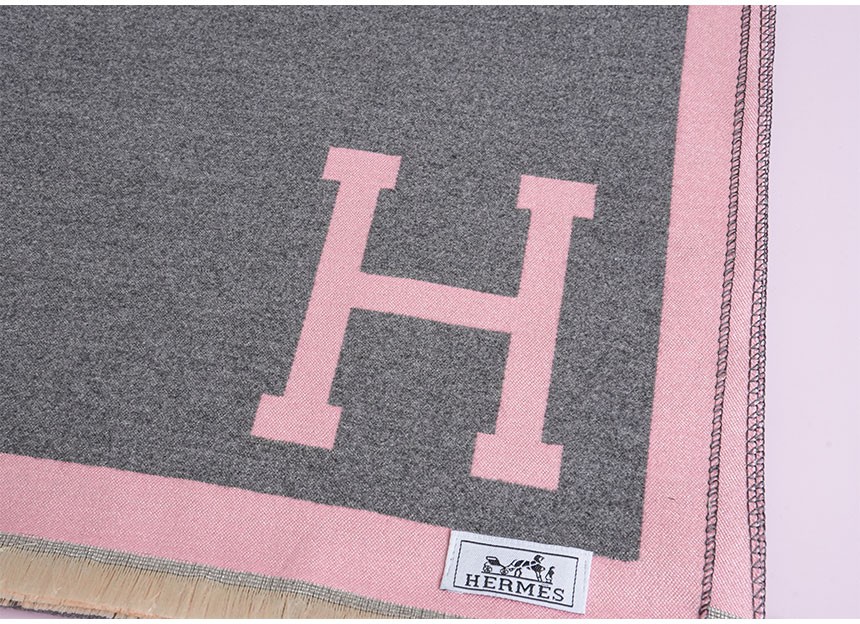 에르메스 H 울 자카드 프린지 판쵸 머플러