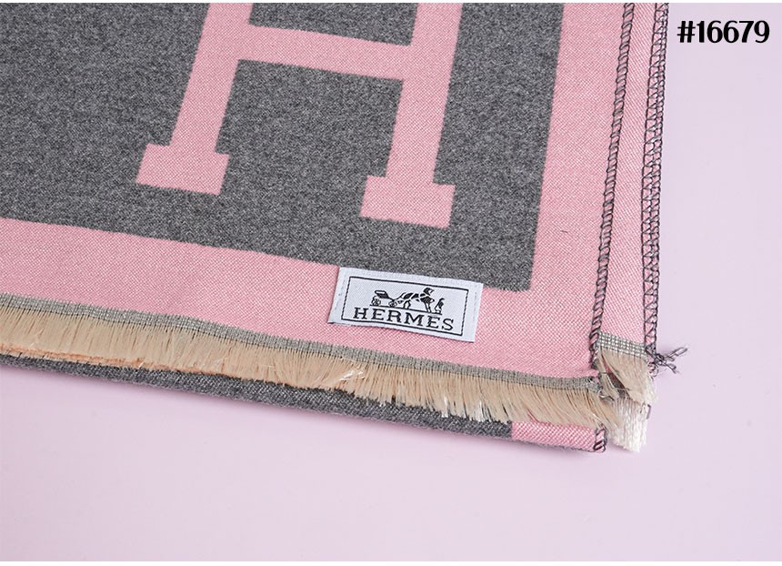 에르메스 H 울 자카드 프린지 판쵸 머플러