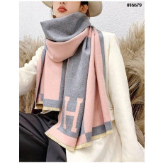 에르메스 H 울 자카드 프린지 판쵸 머플러