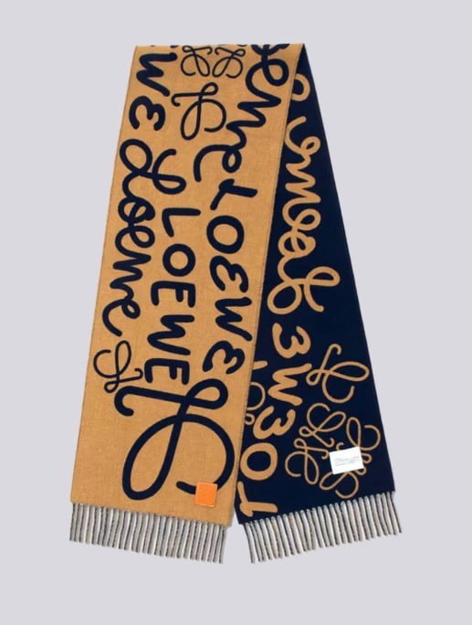 [LOEWE] 로에베 아나그램 아트워크 울 자카드 태슬 머플러