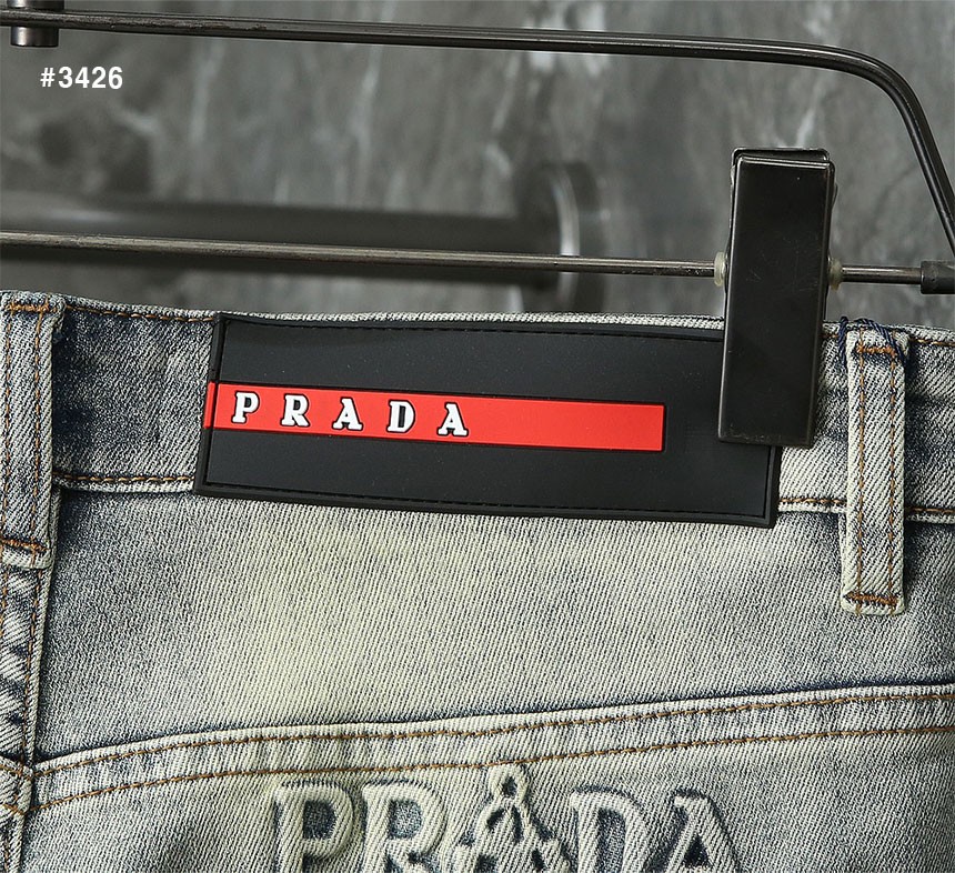 [PRADA] 프라다 엠보 이니셜로고 워싱 데님 팬츠