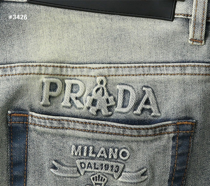 [PRADA] 프라다 엠보 이니셜로고 워싱 데님 팬츠