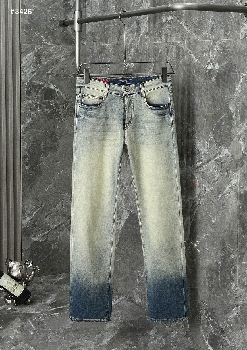 [PRADA] 프라다 엠보 이니셜로고 워싱 데님 팬츠