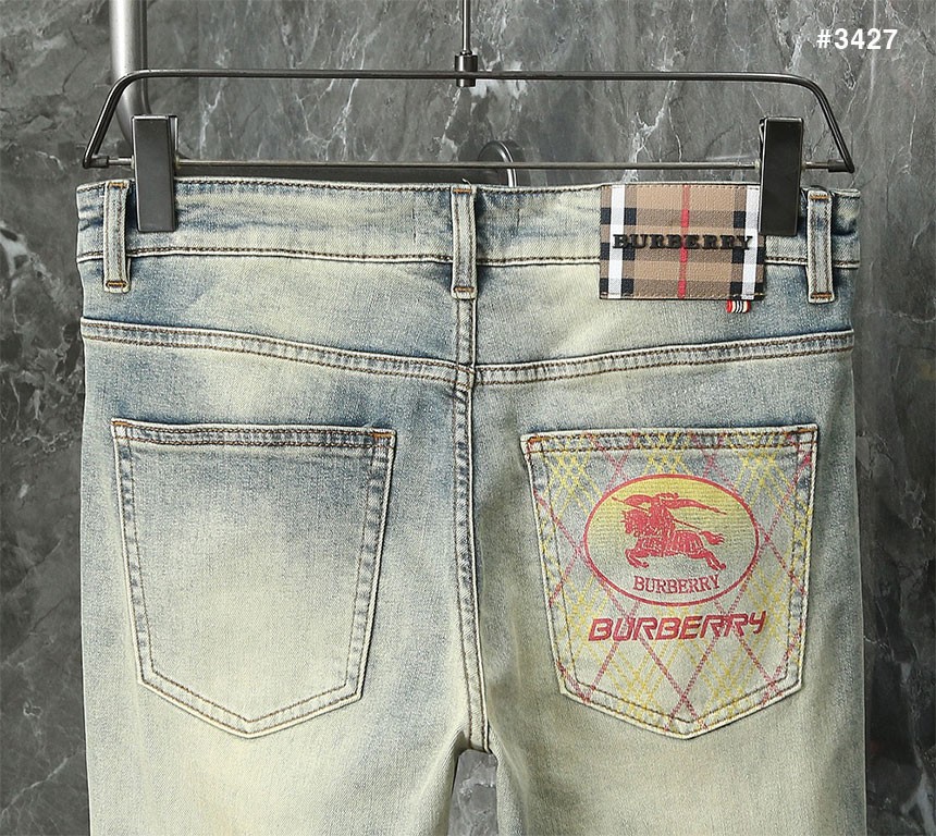 [BURBERRY] 버버리 레드 기마자수 워싱 데님 팬츠