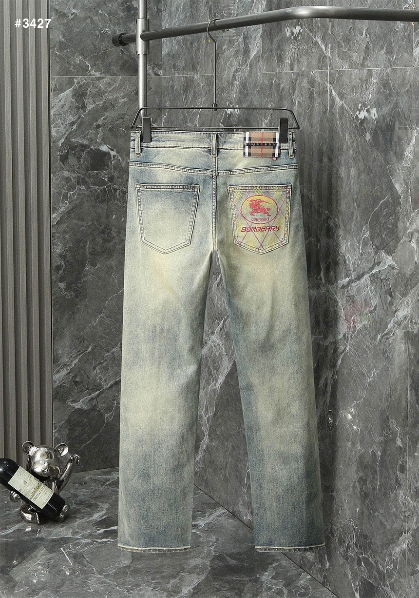 [BURBERRY] 버버리 레드 기마자수 워싱 데님 팬츠