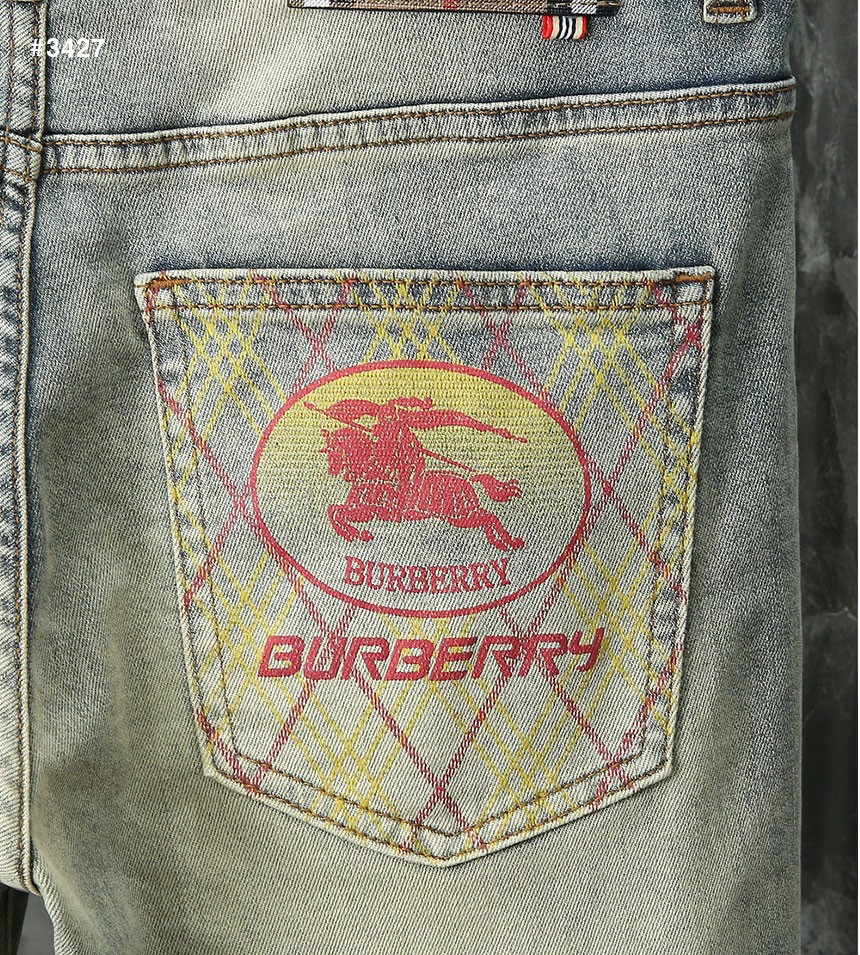 [BURBERRY] 버버리 레드 기마자수 워싱 데님 팬츠