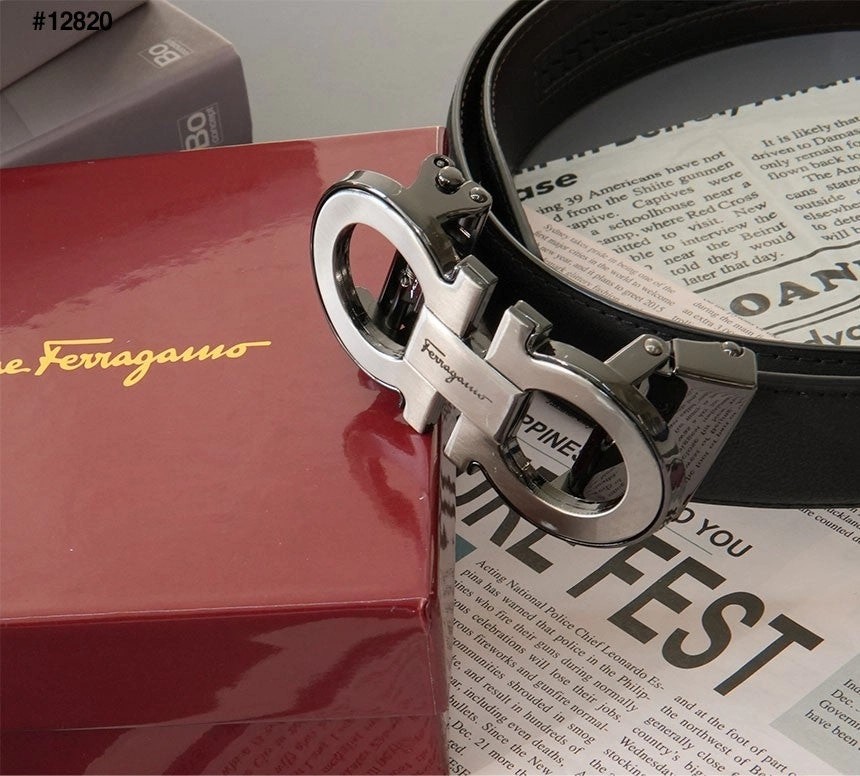 [ferragamo] 페레가모 수입 간치니 실버 남성 자동벨트
