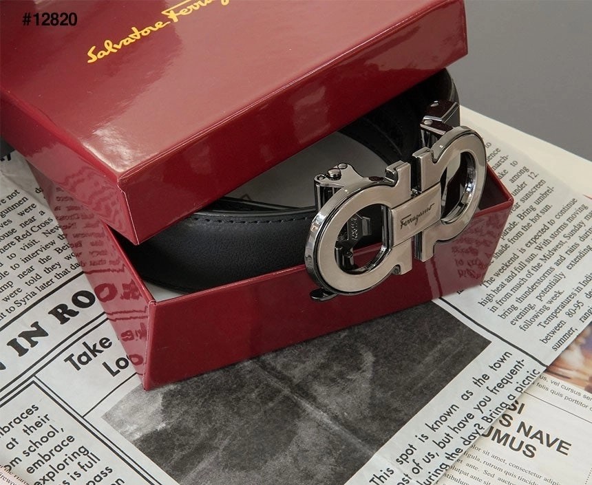 [ferragamo] 페레가모 수입 간치니 실버 남성 자동벨트